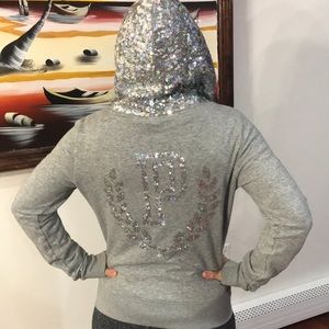 Sequined PINK zip up hoodie!!!!